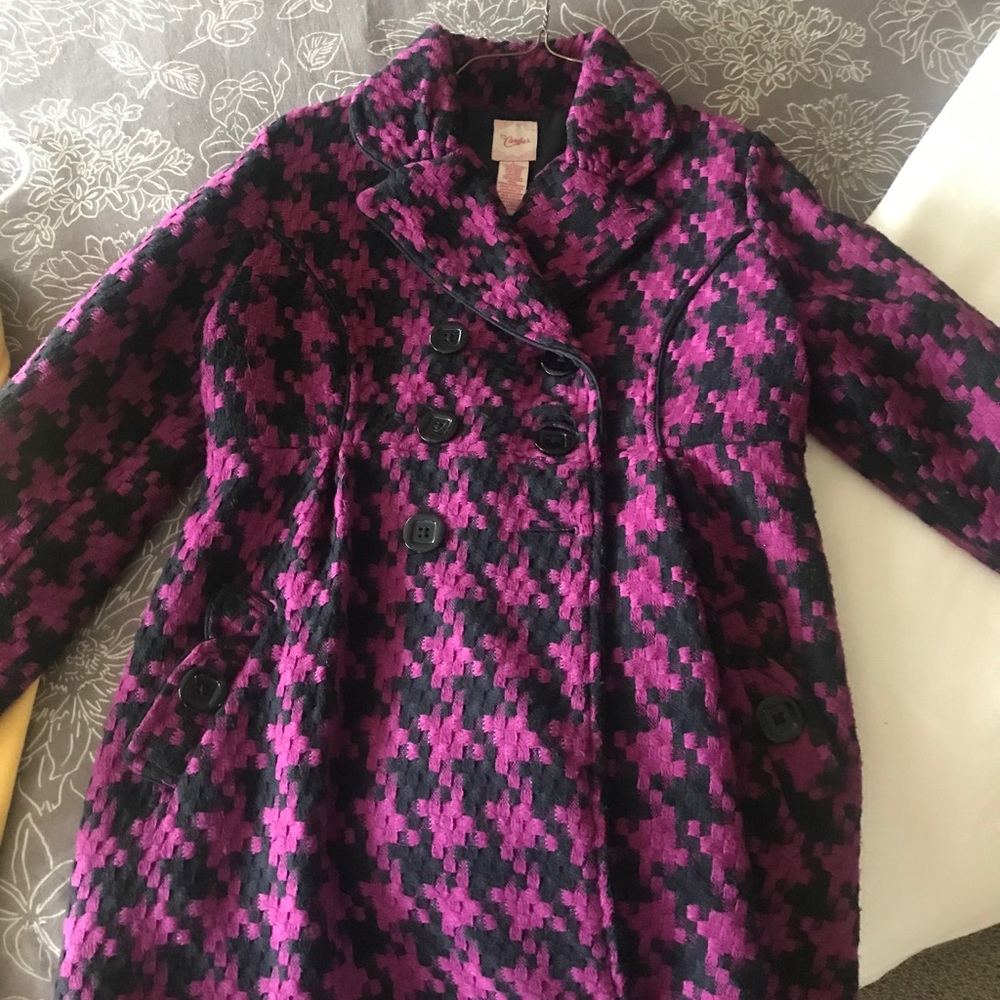 Candie’s houndstooth print pea coat, size L
